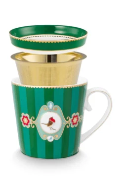 Tea for One Love Birds Medallion Streifen Emerald-Grün