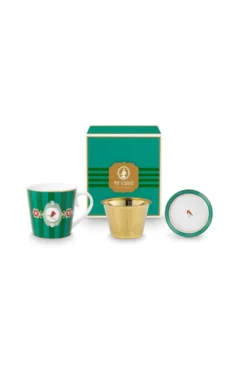 Tea for One Love Birds Medallion Streifen Emerald-Grün