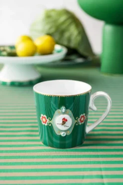 Tea for One Love Birds Medallion Streifen Emerald-Grün