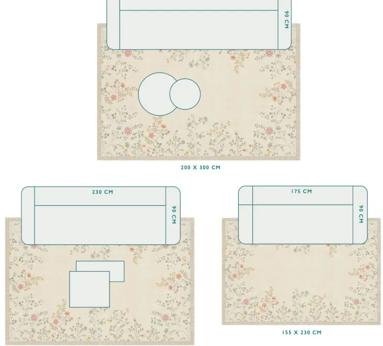 Teppich Campo de Flores by Pip Gebrochen Weiss