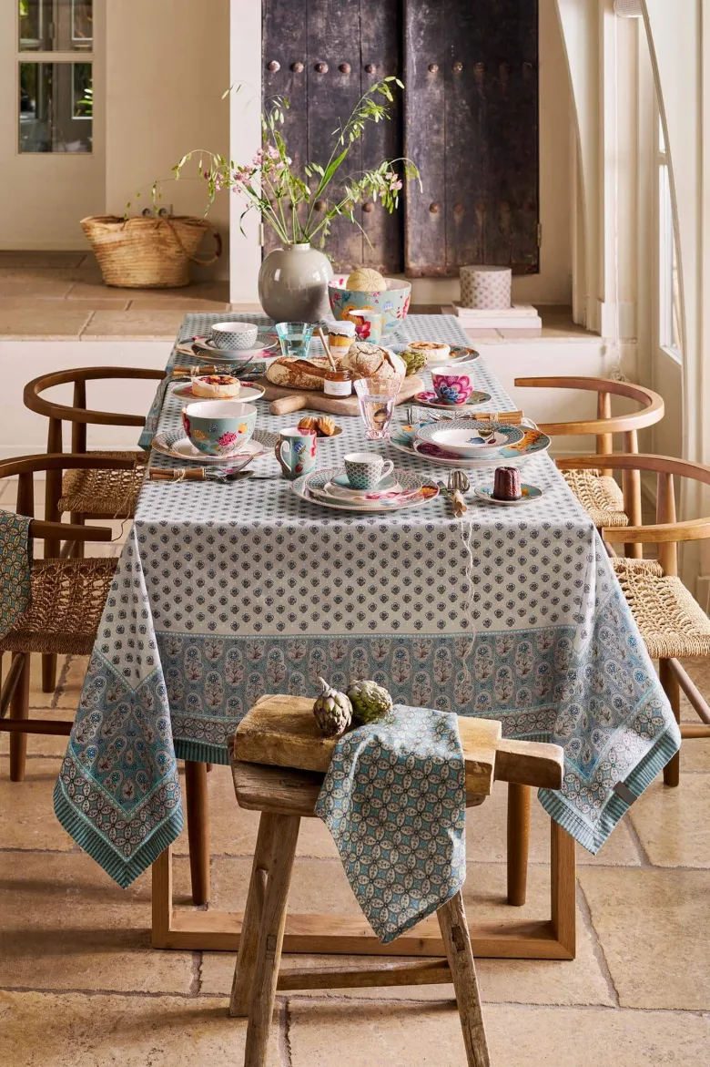 Tischtuch Blooming Tales Khaki/Blau