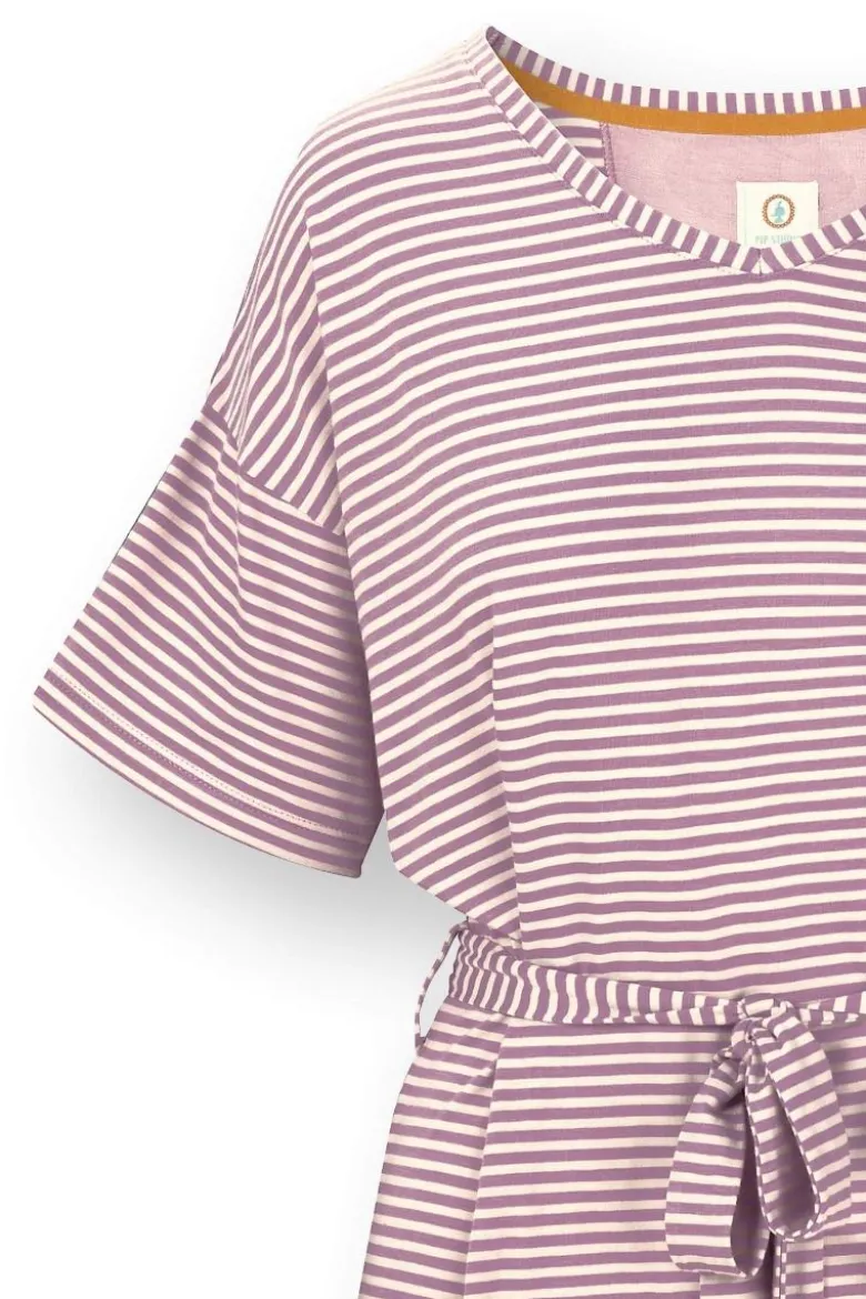 Tonya Top Kurze Ärmeln Little Sumo Stripe Lila