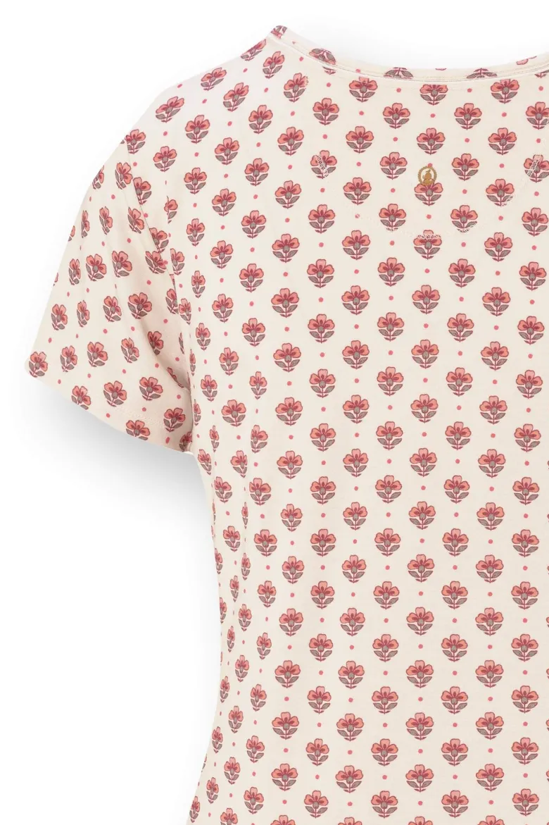 Toy Top Kurze Ärmeln Jaipur Flower Weiß/Rosa