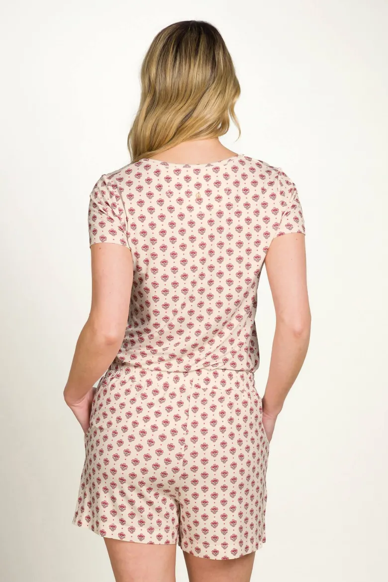 Toy Top Kurze Ärmeln Jaipur Flower Weiß/Rosa