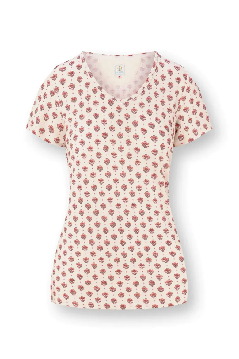 Toy Top Kurze Ärmeln Jaipur Flower Weiß/Rosa