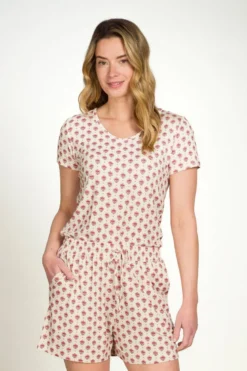 Toy Top Kurze Ärmeln Jaipur Flower Weiß/Rosa