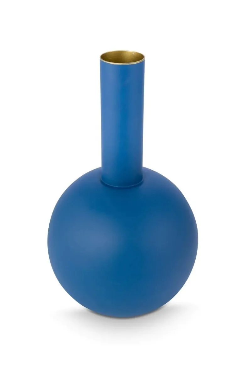 Vase Metall Matt Mittelblau 42cm