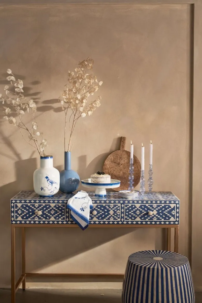 Vase Metall Pip & The Blue Bird Blau 30cm