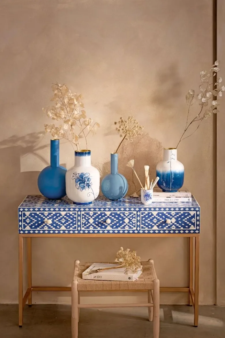 Vase Metall Pip & The Blue Bird Dip Dye Blau 30cm