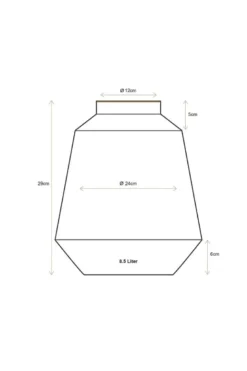 Vase Metall Streifen Dunkelrot 29cm