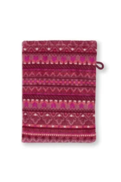 Waschlappen Set/3 Geometric Print Dunkelrosa 16x22cm