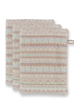 Waschlappen Set/3 Geometric Print Sand 16x22cm