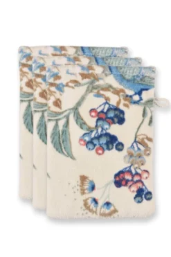 Waschlappen Set/3 Secret Garden Weiß/Blau 16x22cm